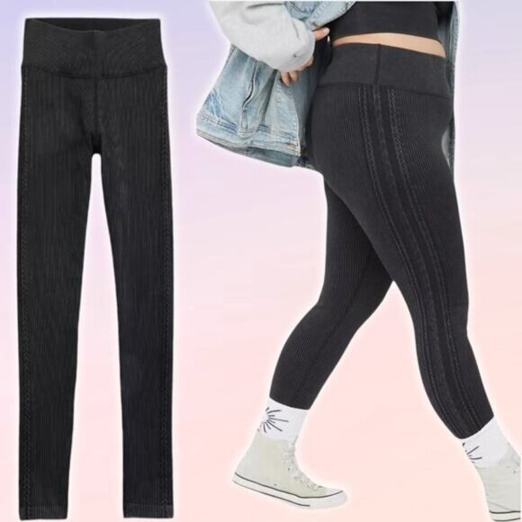 NWT OFFLINE By Aerie Seamless Cable High Waisted Legging Size Small True Black - Picture 1 of 7